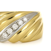 Anello - 18 carati Oro bianco, Oro giallo - 0.10ct. tw. Diamante (Naturale)