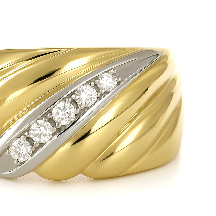 Anello - 18 carati Oro bianco, Oro giallo - 0.10ct. tw. Diamante (Naturale)