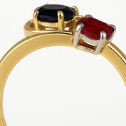 Anello - 18 carati Oro giallo, Zaffiro - Rubino - Diamante - 0.72ct. tw.