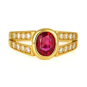 Anello - 18 carati Oro giallo - 1.50ct. tw. Rubino - Diamante