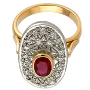 14 carati Oro giallo, Argento 925 - Anello - Rubino- Diamanti