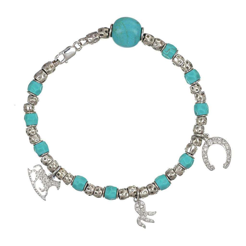 Bracciale - 18 carati Oro bianco - 0.92ct. tw. Turchese - Diamante