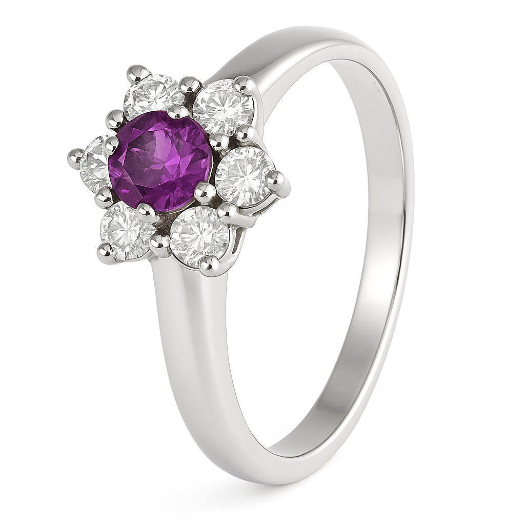 Anello - 18 carati Oro bianco - 0.57ct. tw. Zaffiro - Diamante