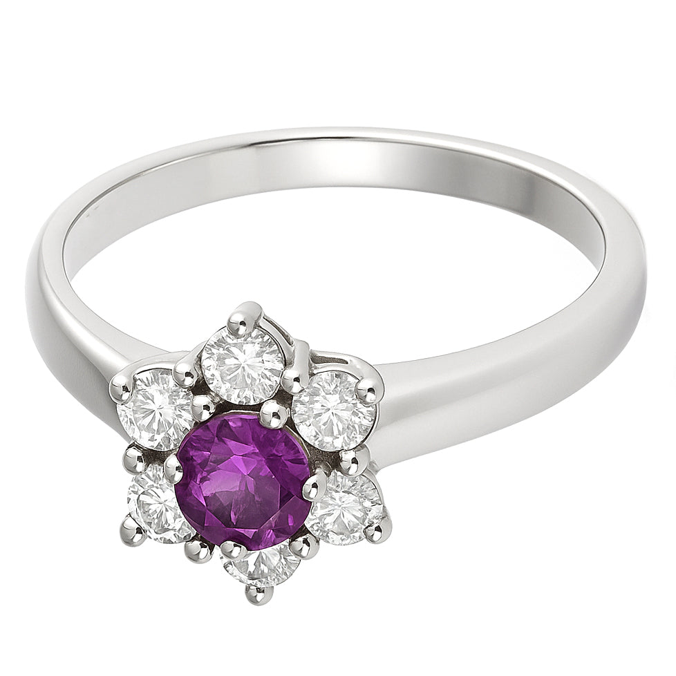 Anello - 18 carati Oro bianco - 0.57ct. tw. Zaffiro - Diamante