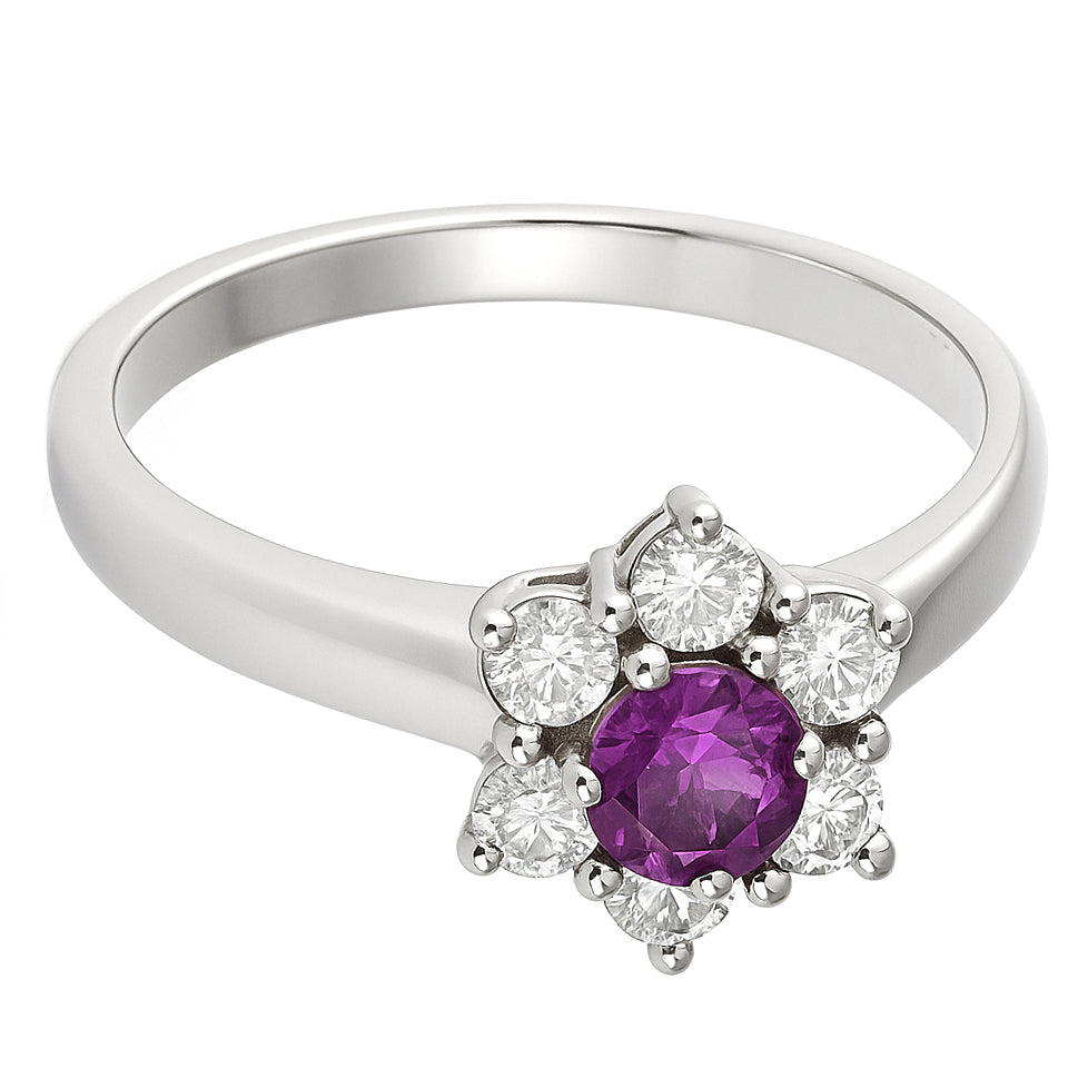 Anello - 18 carati Oro bianco - 0.57ct. tw. Zaffiro - Diamante