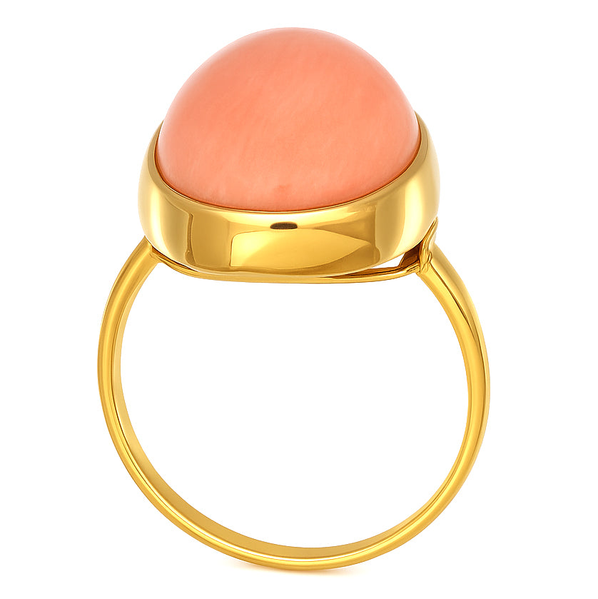 Anello - 18 carati Oro giallo Corallo