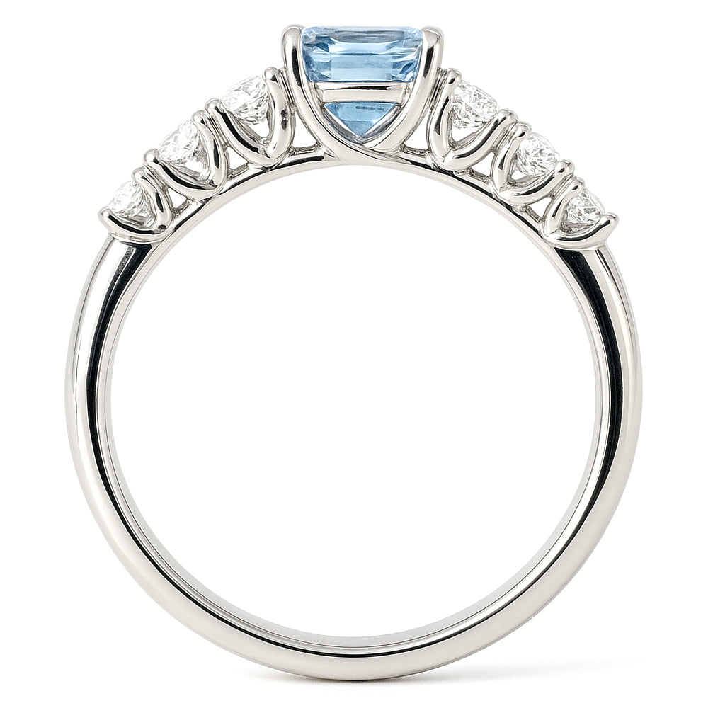 Anello - 18 carati Oro bianco - 0.66ct. tw. Acquamarina - Diamante