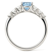 Anello - 18 carati Oro bianco - 0.66ct. tw. Acquamarina - Diamante