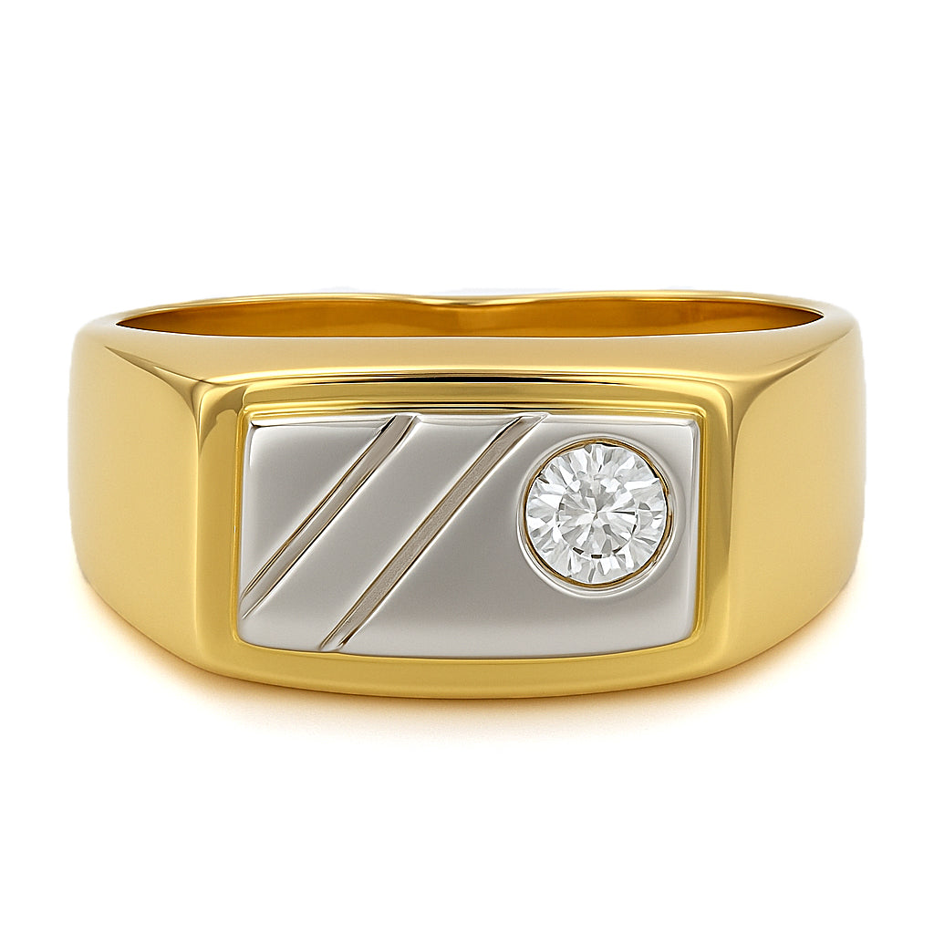 Anello - 18 carati Oro bianco, Oro giallo - 0.08ct. tw. Diamante (Naturale)