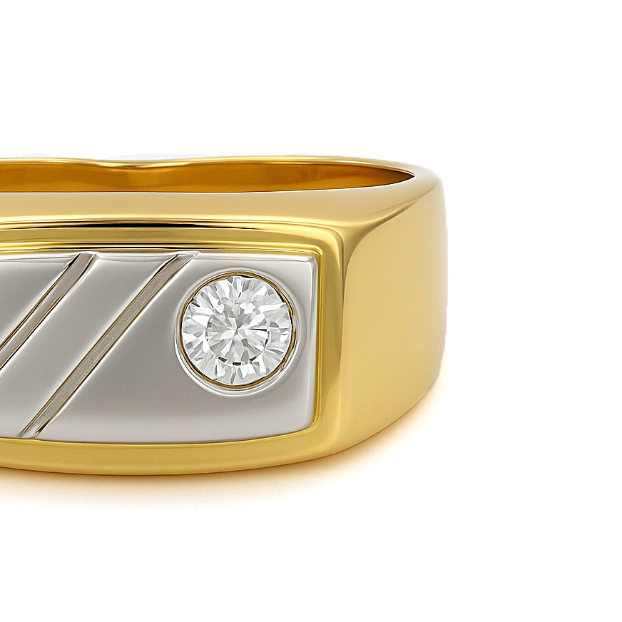 Anello - 18 carati Oro bianco, Oro giallo - 0.08ct. tw. Diamante (Naturale)