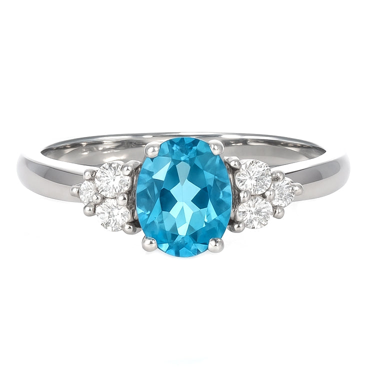 Anello - 18 carati Oro bianco - 1.72ct. tw. Topazio - Diamante