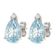 Orecchini - 18 carati Oro bianco - 4.24ct. tw. Acquamarina - Diamante