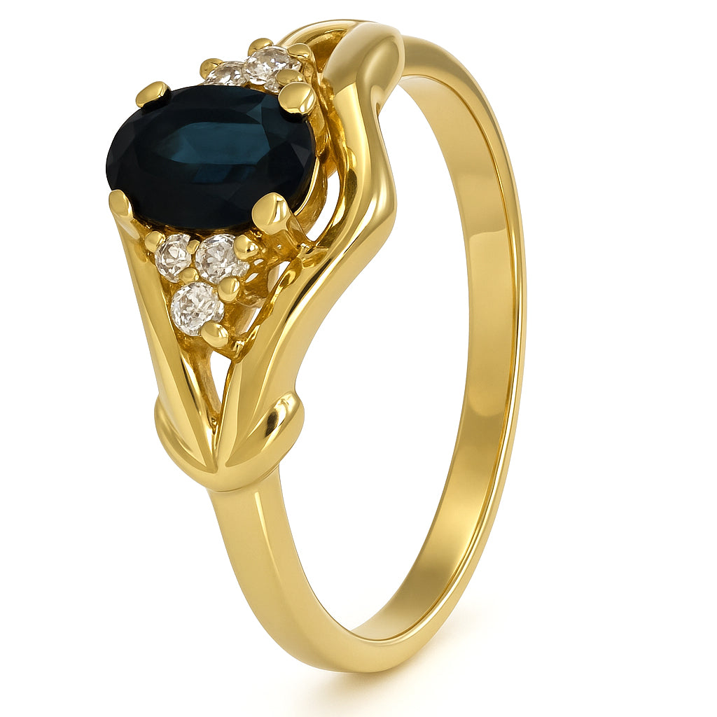 Anello - 18 carati Oro giallo - 0.72ct. tw. Zaffiro - Diamante