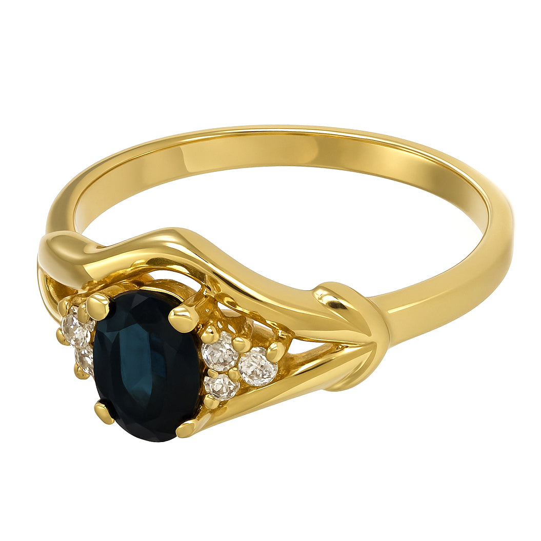 Anello - 18 carati Oro giallo - 0.72ct. tw. Zaffiro - Diamante