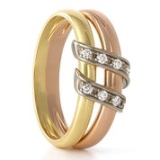 Anello - 18 carati Oro bianco, Oro giallo, Oro rosa - 0.08ct. tw. Diamante (Naturale)