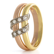 Anello - 18 carati Oro bianco, Oro giallo, Oro rosa - 0.08ct. tw. Diamante (Naturale)