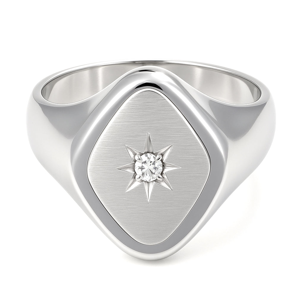 Anello - 18 carati Oro bianco - 0.03ct. tw. Diamante (Naturale)