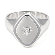 Anello - 18 carati Oro bianco - 0.03ct. tw. Diamante (Naturale)