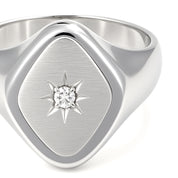 Anello - 18 carati Oro bianco - 0.03ct. tw. Diamante (Naturale)