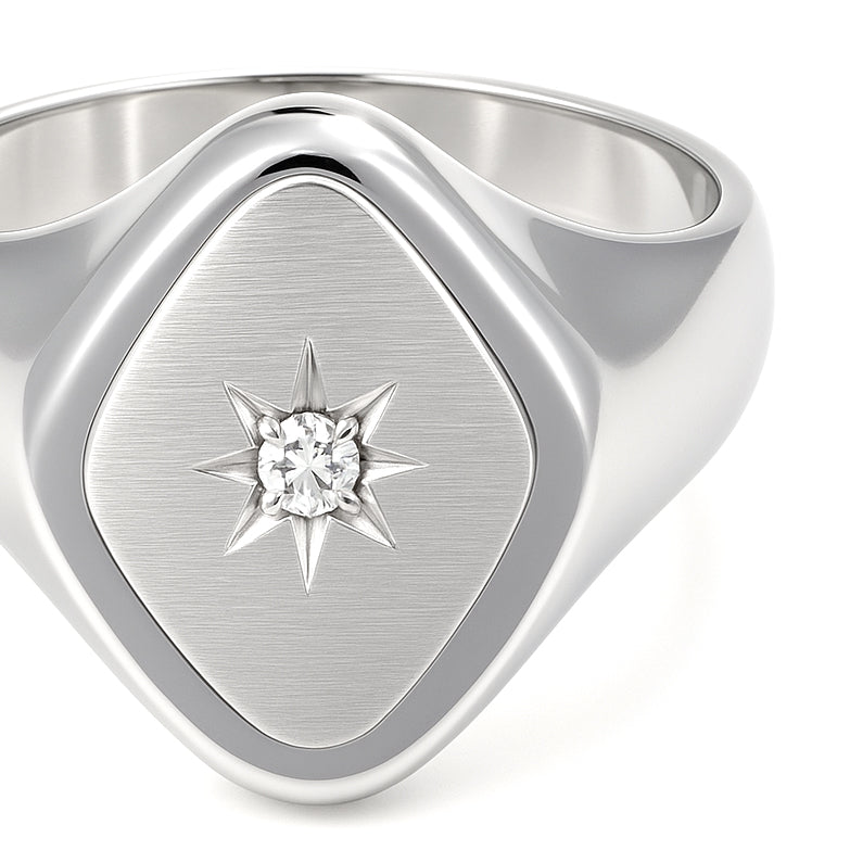 Anello - 18 carati Oro bianco - 0.03ct. tw. Diamante (Naturale)