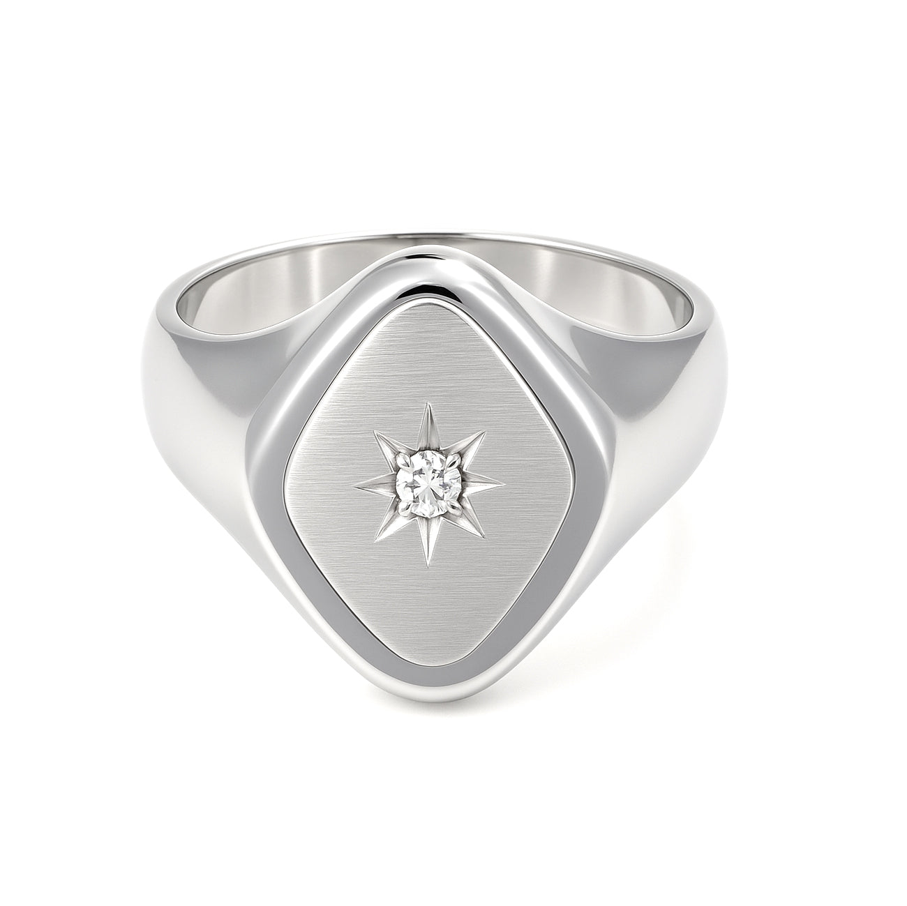 Anello - 18 carati Oro bianco - 0.03ct. tw. Diamante (Naturale)