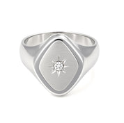 Anello - 18 carati Oro bianco - 0.03ct. tw. Diamante (Naturale)