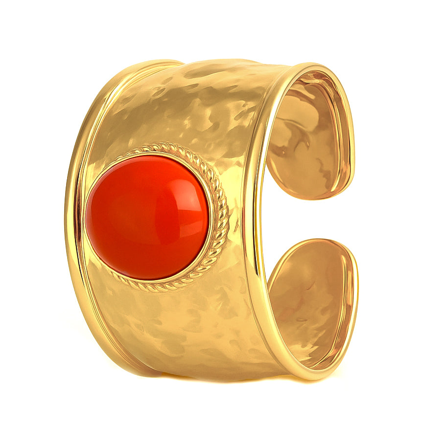 Anello - 18 carati Oro giallo Corallo