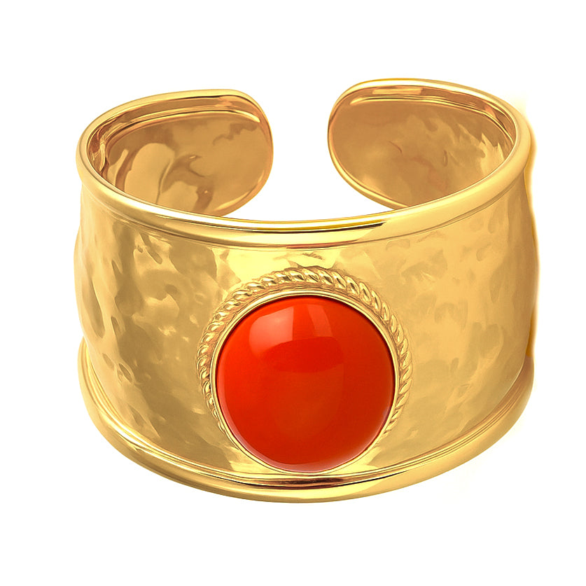 Anello - 18 carati Oro giallo Corallo