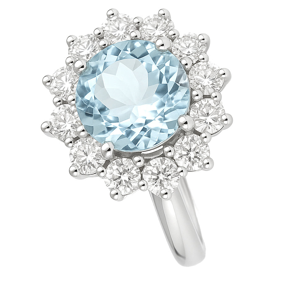 Anello - 18 carati Oro bianco - 3.10ct. tw. Topazio - Diamante