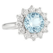 Anello - 18 carati Oro bianco - 3.10ct. tw. Topazio - Diamante