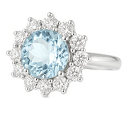 Anello - 18 carati Oro bianco - 3.10ct. tw. Topazio - Diamante