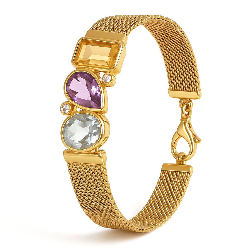 Bracciale - 18 carati Oro giallo, Topazio giallo - Ametista - Acquamarina - Diamanti - 7.58ct. tw.