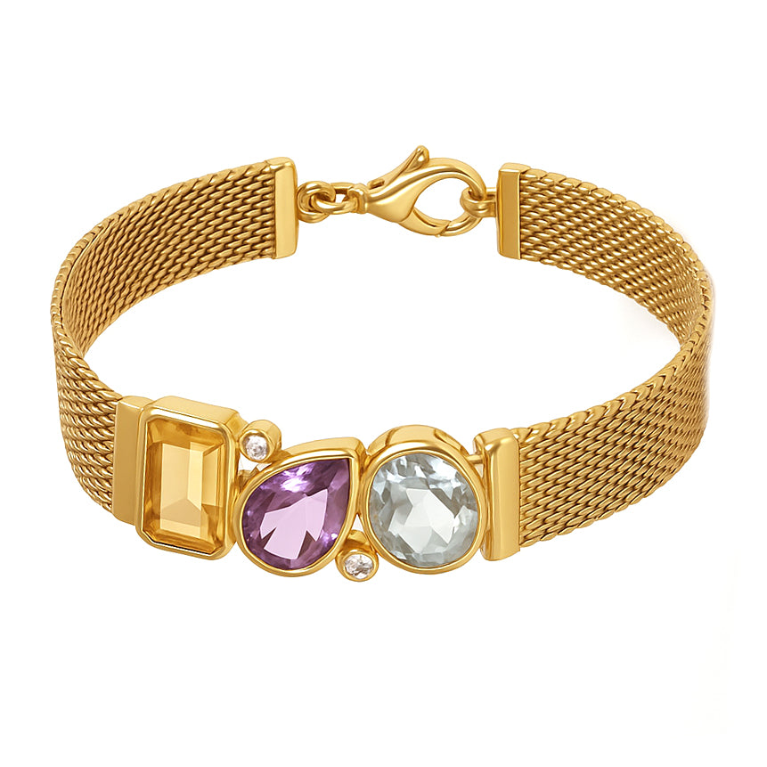 Bracciale - 18 carati Oro giallo, Topazio giallo - Ametista - Acquamarina - Diamanti - 7.58ct. tw.