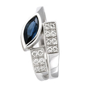 Anello - 18 carati Oro bianco - 0.64ct. tw. Zaffiro - Diamante