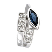 Anello - 18 carati Oro bianco - 0.64ct. tw. Zaffiro - Diamante