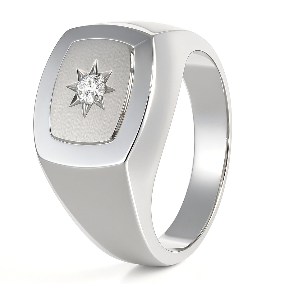 Anello - 18 carati Oro bianco - 0.03ct. tw. Diamante (Naturale)