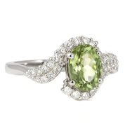 Anello - 18 carati Oro bianco - 1.57ct. tw. Tormalina - Diamante