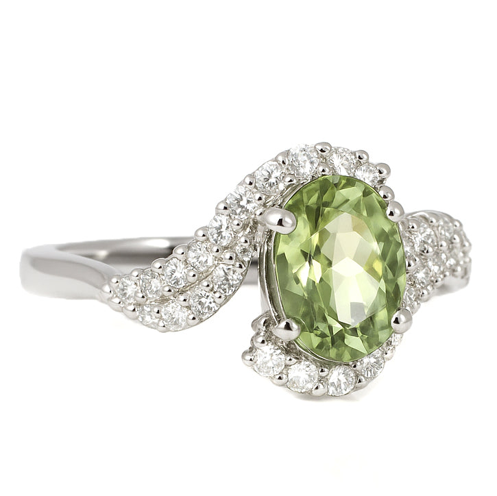 Anello - 18 carati Oro bianco - 1.57ct. tw. Tormalina - Diamante