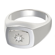 Anello - 18 carati Oro bianco - 0.03ct. tw. Diamante (Naturale)