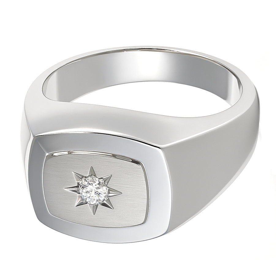 Anello - 18 carati Oro bianco - 0.03ct. tw. Diamante (Naturale)