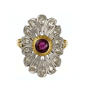 Anello - 18 carati Oro giallo, Argento - 1.12ct. tw. Rubino - Diamante