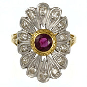 Anello - 18 carati Oro giallo, Argento - 1.12ct. tw. Rubino - Diamante