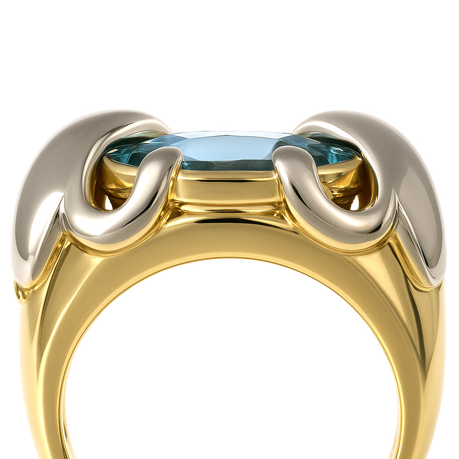 Anello - 18 carati Oro giallo, Oro bianco - 4.80ct. tw. Topazio