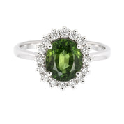 Anello - 18 carati Oro bianco - 2.25ct. tw. Tormalina - Diamante