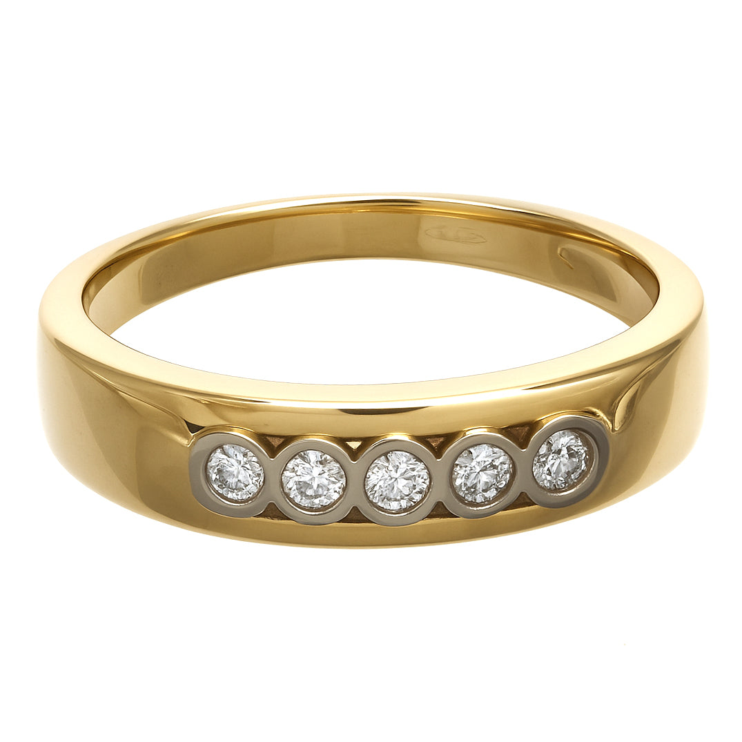 Anello - 18 carati Oro bianco, Oro giallo - 0.10ct. tw. Diamante (Naturale)