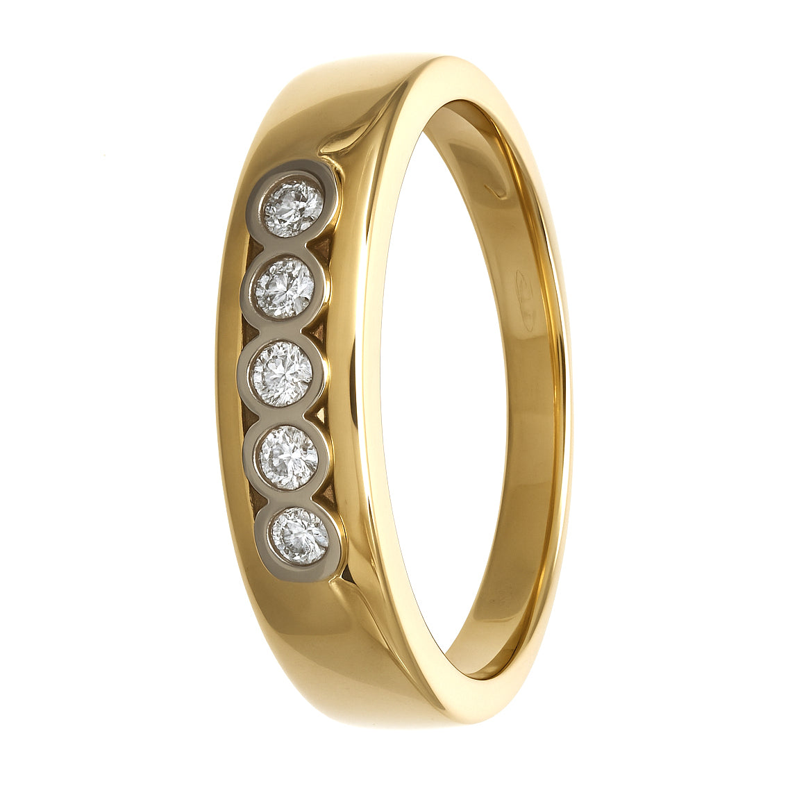 Anello - 18 carati Oro bianco, Oro giallo - 0.10ct. tw. Diamante (Naturale)