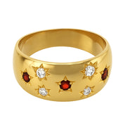 Anello - 18 carati Oro giallo - 0.14ct. tw. Rubino - Diamante