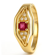 Anello - 18 carati Oro giallo - 0.15ct. tw. Rubino - Diamante