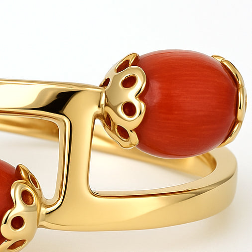Anello - 18 carati Oro giallo Corallo