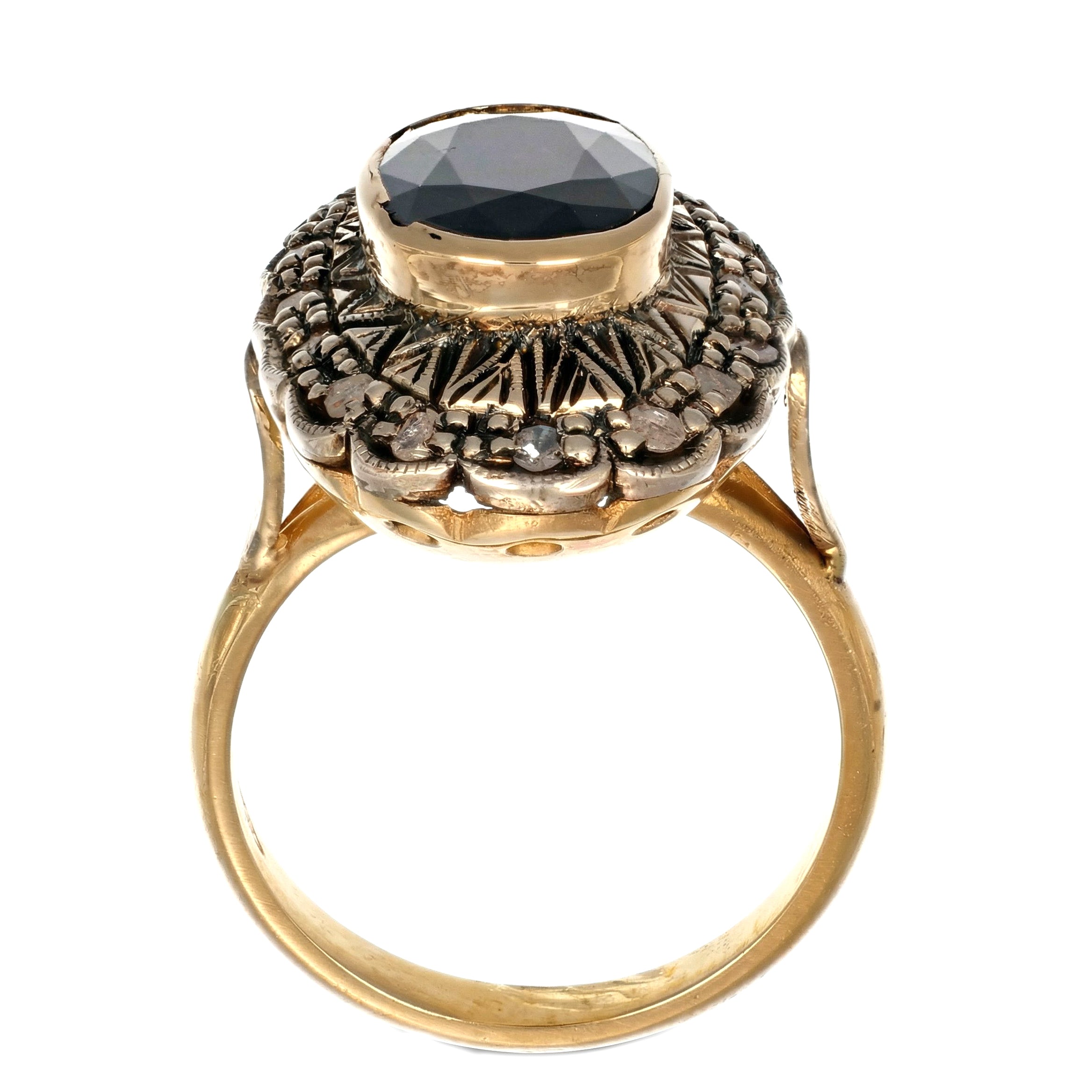 14 Oro giallo, Argento 925 - Anello - Zaffiro e Diamanti